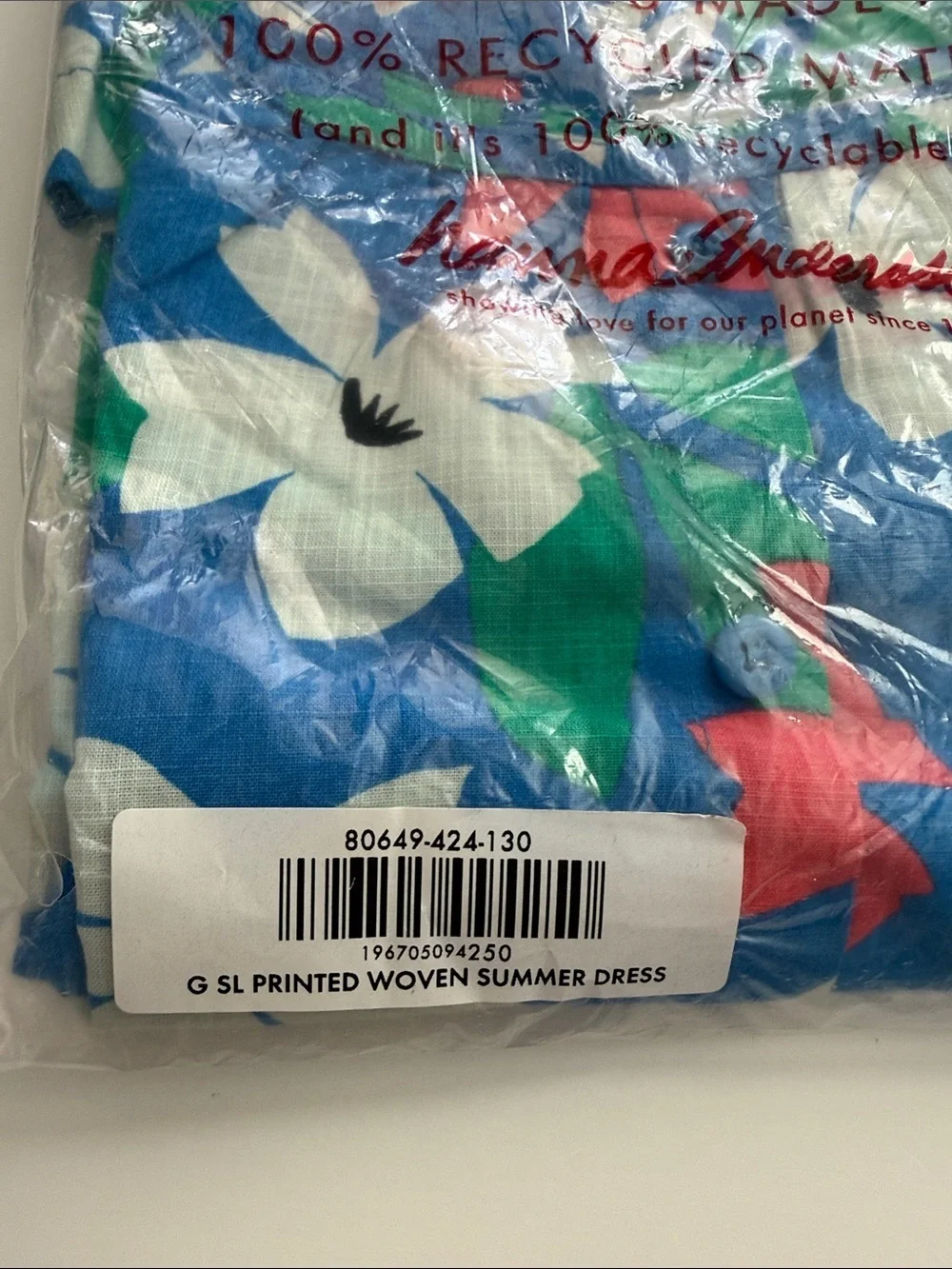 Hanna Andersson Girl Woven Blue Floral Dress 6-7 years 120 cm or 8 Years 130 Cm